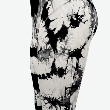 Tie-dye High Waist Tummy Control Butt Lifting Moisture Wicking Quick Drying Seamless Tie Dye Yoga Pants, Running Sports Tight Pants, Women's Activewear