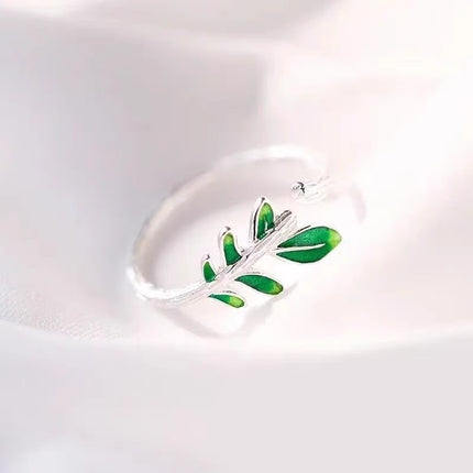 Vroue Modieuse Eenvoudige Groen Blaarring