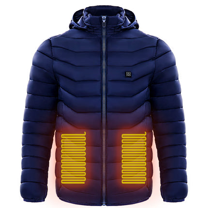 Men Heated Puffer Jacket Electric Heating Coat Insulated Hood Windbreaker