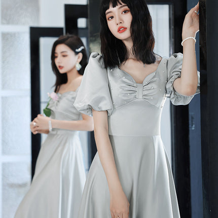 2024 Avocado Green Sisters Group Dress Skirt Women Satin Spring