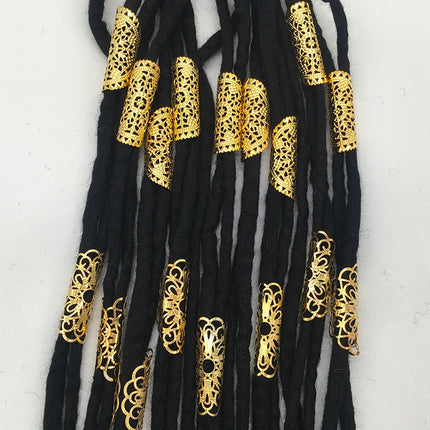 20 Pieces Round Adjustable Golden Metal Hair Tube Beads Rings