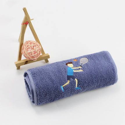 Katoensporthanddoek met lang borduurmarathon