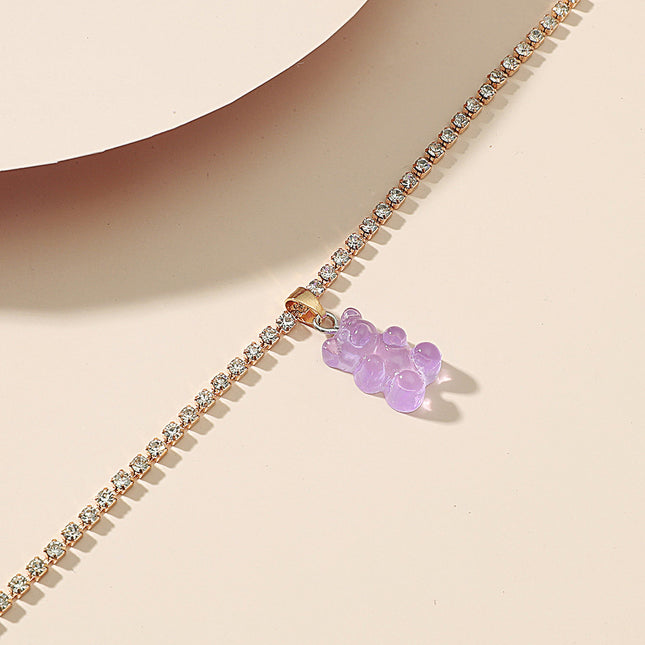 Creative Resin Bear Chain Rhinestone Anklet
