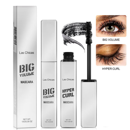2 stuks Las Chicas 12-uur Langdurige Waterdigte 10ml Ultra Volume Verlengende Klontvrye Olievaste Swart Maskara