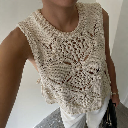 Sleeveless Hollow Vest Jacket Women's Clothing