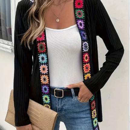 Ethnic Style Patchwork Cardigan Long Sleeved Jacket