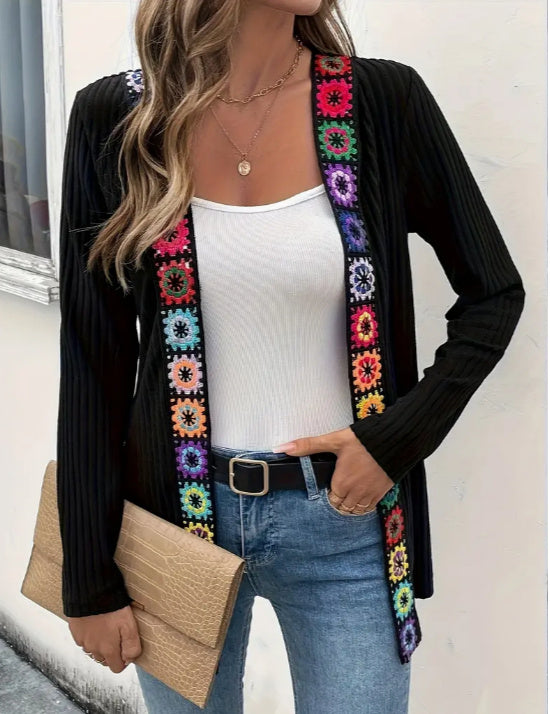 Ethnic Style Patchwork Cardigan Long Sleeved Jacket
