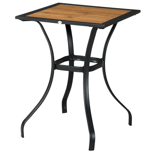 28" Buite-eettafel, nagemaakte hout-patiomeubels, vierkantige houtagtige tuintafel met watersafe ontwerp, bruin