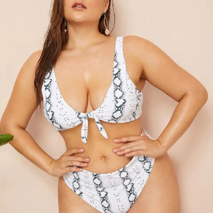 Sexy plus size knotted high waist ladies swimwear