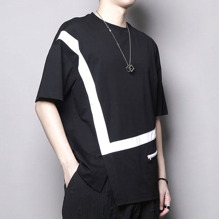 Men's Loose Irregular Stitching Casual Short Sleeves