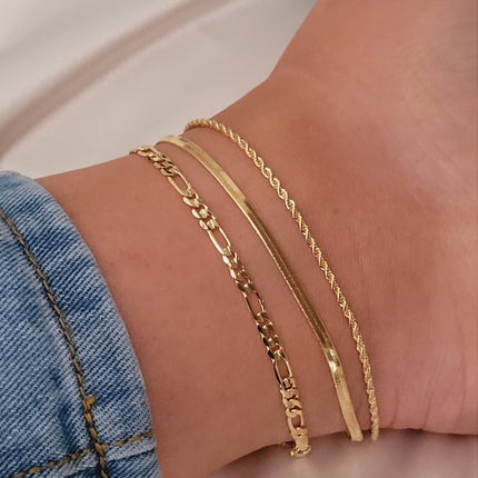 Boheemse-styl plat slangketting en gevlegte ketting strand multi-laag enkelband