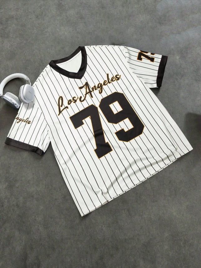 Men's Los Angeles Letter Print Short Sleeve Top