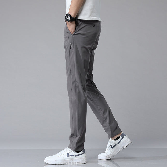 Summer Thin Ice Silk Men's Simple Smooth Stretch Casual Pants