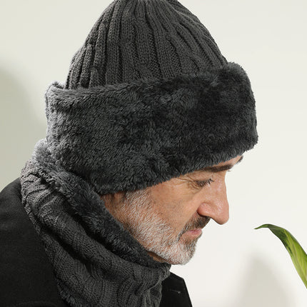 Men's Middle-aged And Elderly Wool Hat With Wool And Thick Knitted Hat