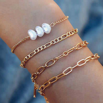 4-Stuk Minimalistiese Geometriese Armbandstel Vir Vroue Met Blomontwerp