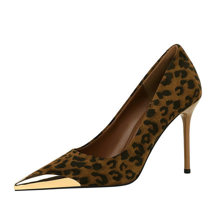 Dames Stiletto Suede Puntige Luiperddruk Hoëhakskoene