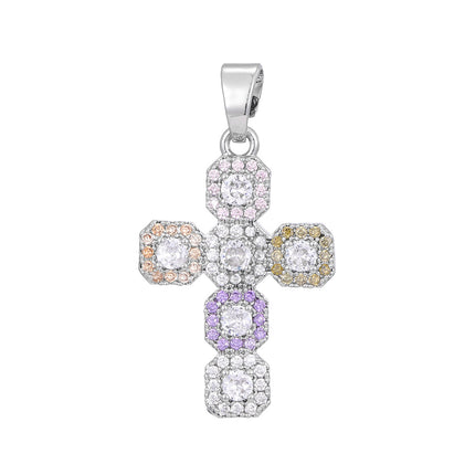 Fashionable Personalized Cross Pendant With Colorful Zircon