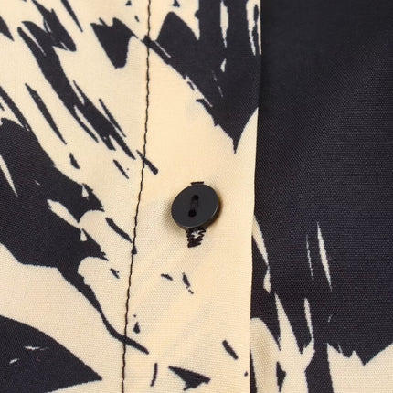 Long Sleeve Printed Temperament Waist-controlled Breasted Shirt Dress