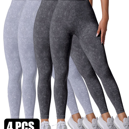 4 Pieces Scrunch Butt Lifting Workout V Back Leggings
