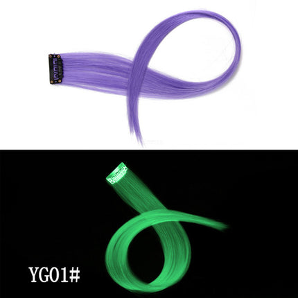 Luminescent selfdoen-knip-in-hare Luminesente haarstuk Haarspoorloos 50 CM Reënboogkleur