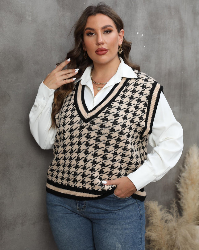 Houndstooth Leisure Vest Top For Women