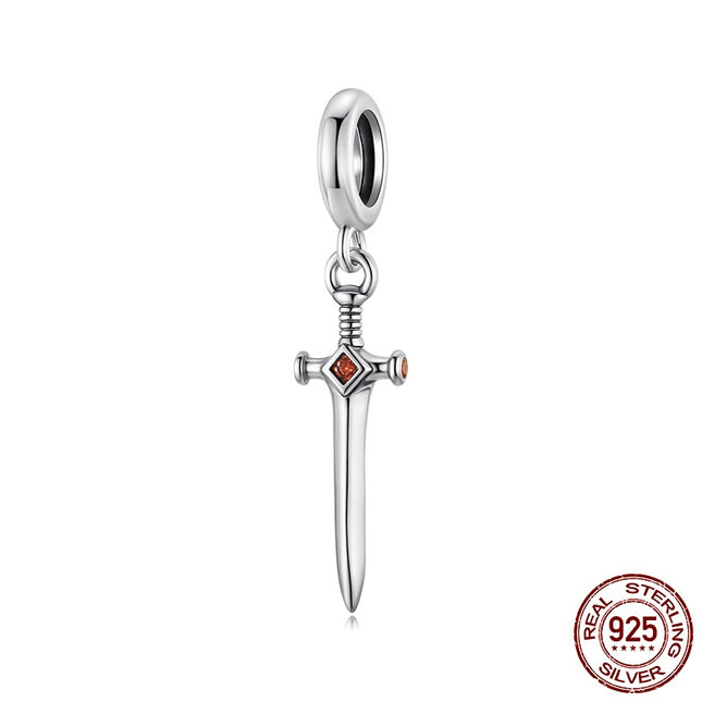 Sword Diy Pendant Parts S925 Sterling Silver Beads