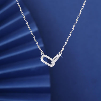 European And American Double-Ring Geometric Zircon Micro-Set Necklace
