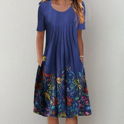 Casual Beach Dress Strap Type Loose Waist 3d Printed Dress
