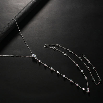 Nuwe Elegante Krale Rugketting Vroue Trou Bruids Strass Rugversiering