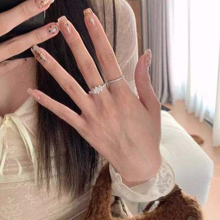 Simulated Diamond Rings Stacked Vintage-style Plain Band Small Diamond Rings