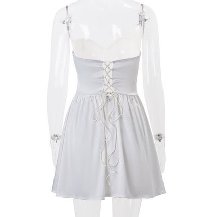 Women's Off-shoulder Backless Wrap Chest Waist A- Line Dress