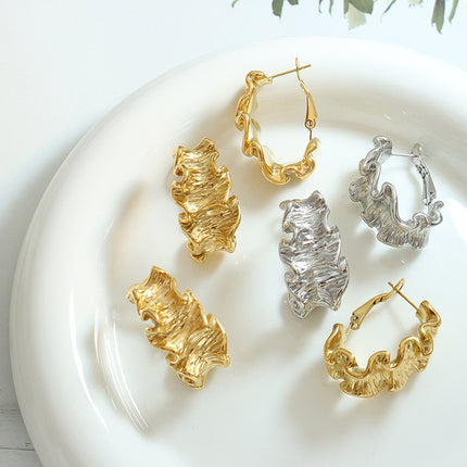 Women's Geometric Pleated Texture Earrings