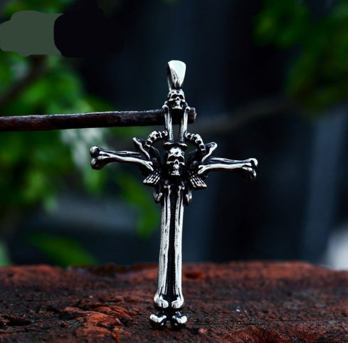 Simple And Versatile Stainless Steel Bone Cross Pendant