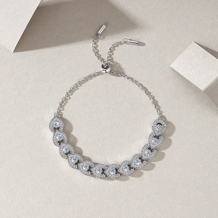 Set With Top-quality Moissanite, This Luxurious And Fashionable Light Luxury Trend Jewelry Silver Bracelet Is Made Of S925 Silver Electroplated With Platinum