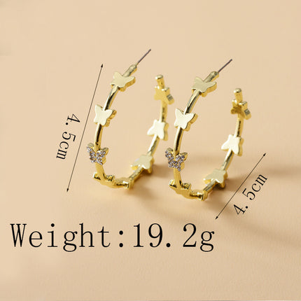 Crystal butterfly Big Circle Earrings