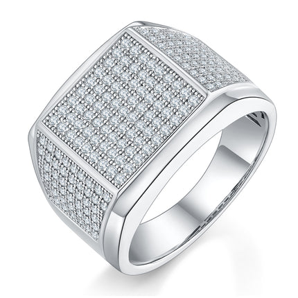 Mans Luukse En Modieuse Ligte Luukse Juweliersware Silwerring S925 Versilwerde Platinum Gestel Met Topgehalte Moissanite