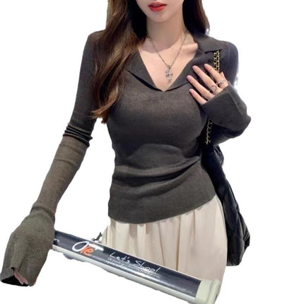 V-neck Sweater Sweater Inner Wear Slimming Long Sleeve Top