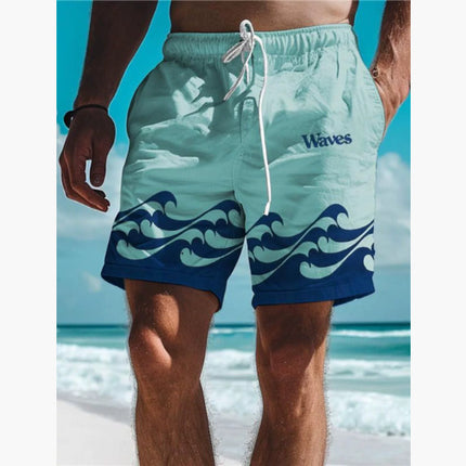 Men's 3D Digital Printing Beach Style Letter Design Shorts