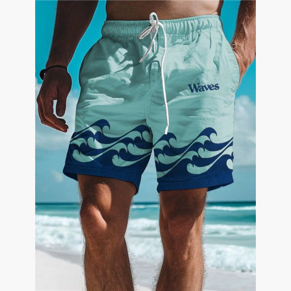 Men's 3D Digital Printing Beach Style Letter Design Shorts
