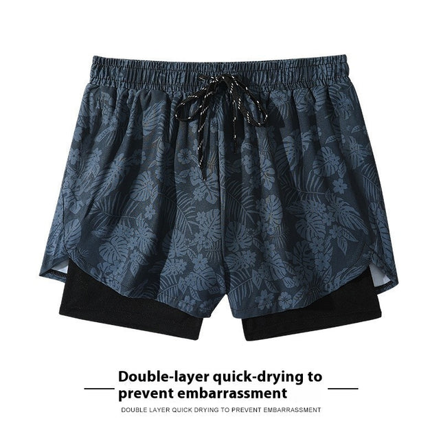 Men's Double-layer Three-point Swimming Trunks