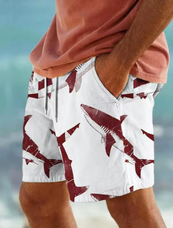 Fashion Personality 3D Shark Printed Beach Shorts Men