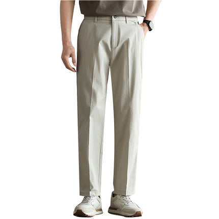 Cotton Blended Elasticated Slacks Men's Straight