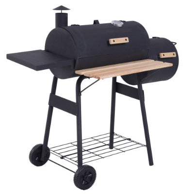 Outsunny 48 Steel Portable Backyard Charcoal BBQ Grill And Offset Smoker Combo With Wheels