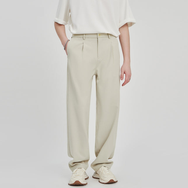 Anti-Wrinkle Woven Casual Loose Straight Drooping Suit Pants