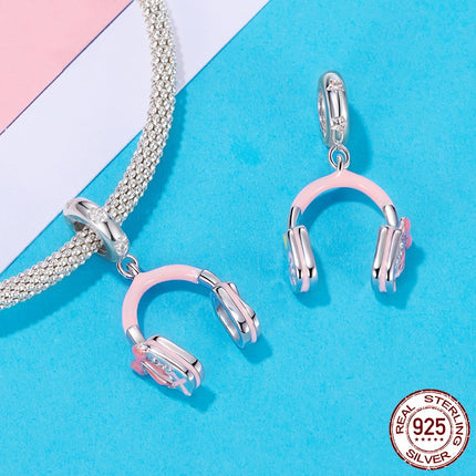 S925 Sterling Silwer Oorspronklike Oorfoonhangertjie Diy Krale