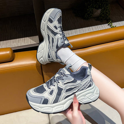 Thick Bottom Breathable Gray Mesh Board Shoes Female