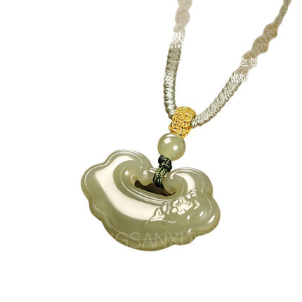 Natuurlike Hetian Jade Vrede En Voorspoed Slot Hanger