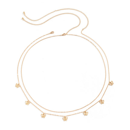 Hot Girl Style Small Butterfly Tassel Double-layer Waist Chain For Women