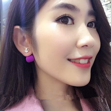 Candy-colored cube-shaped earrings