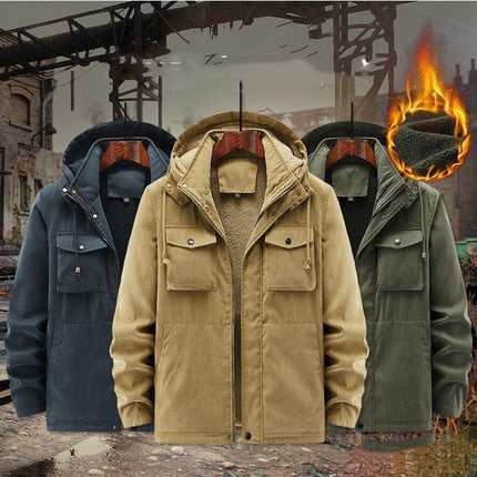 Thick Detachable Hat Lambswool Jacket